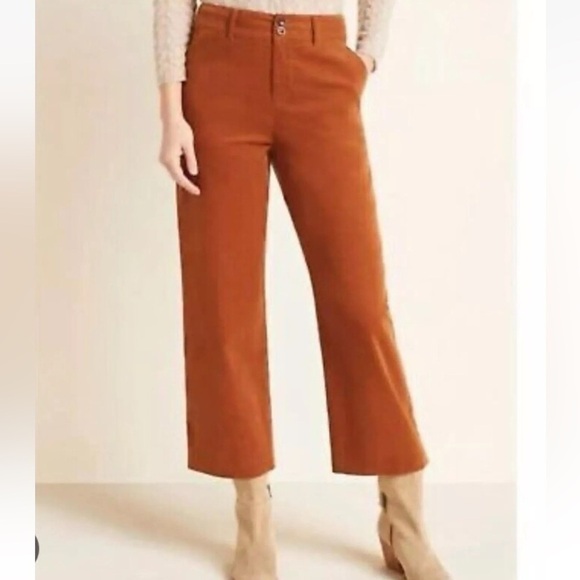 Garnet Hill Corduroy Wide Leg Crop Ankle Pants - Picture 1 of 8